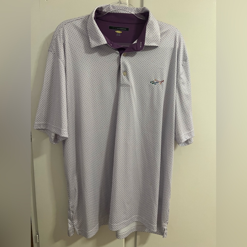 Greg Norman Men's Purple Patterned Performance Polo Shirt